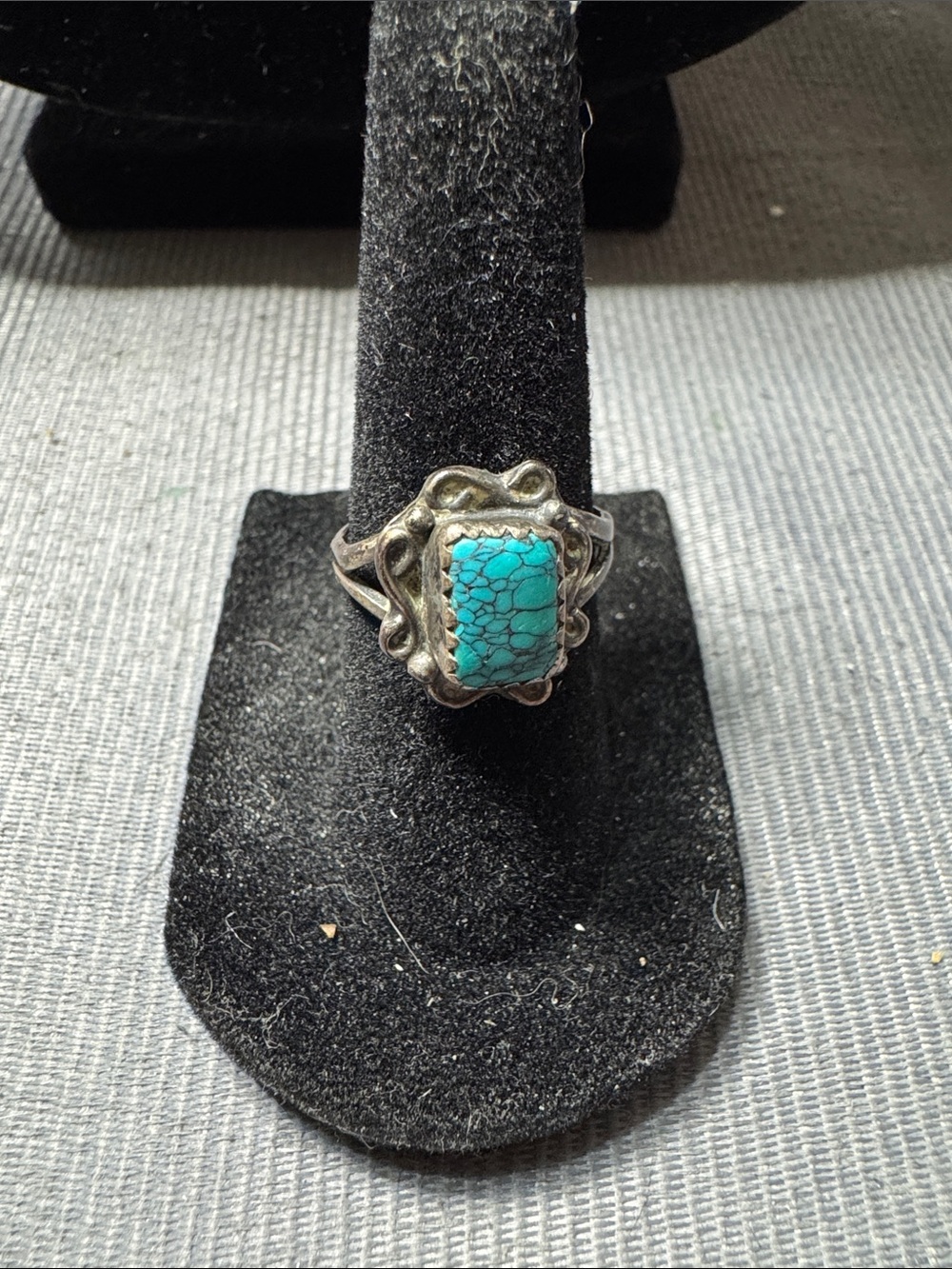 Marked Sterling Turquoise Stone Silver Ring - Women Jewelry